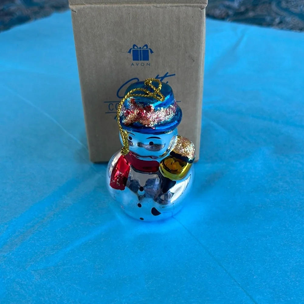1998 Vintage Avon Hand‑Painted Christmas Snowman Ornament NIB w/ Original Box